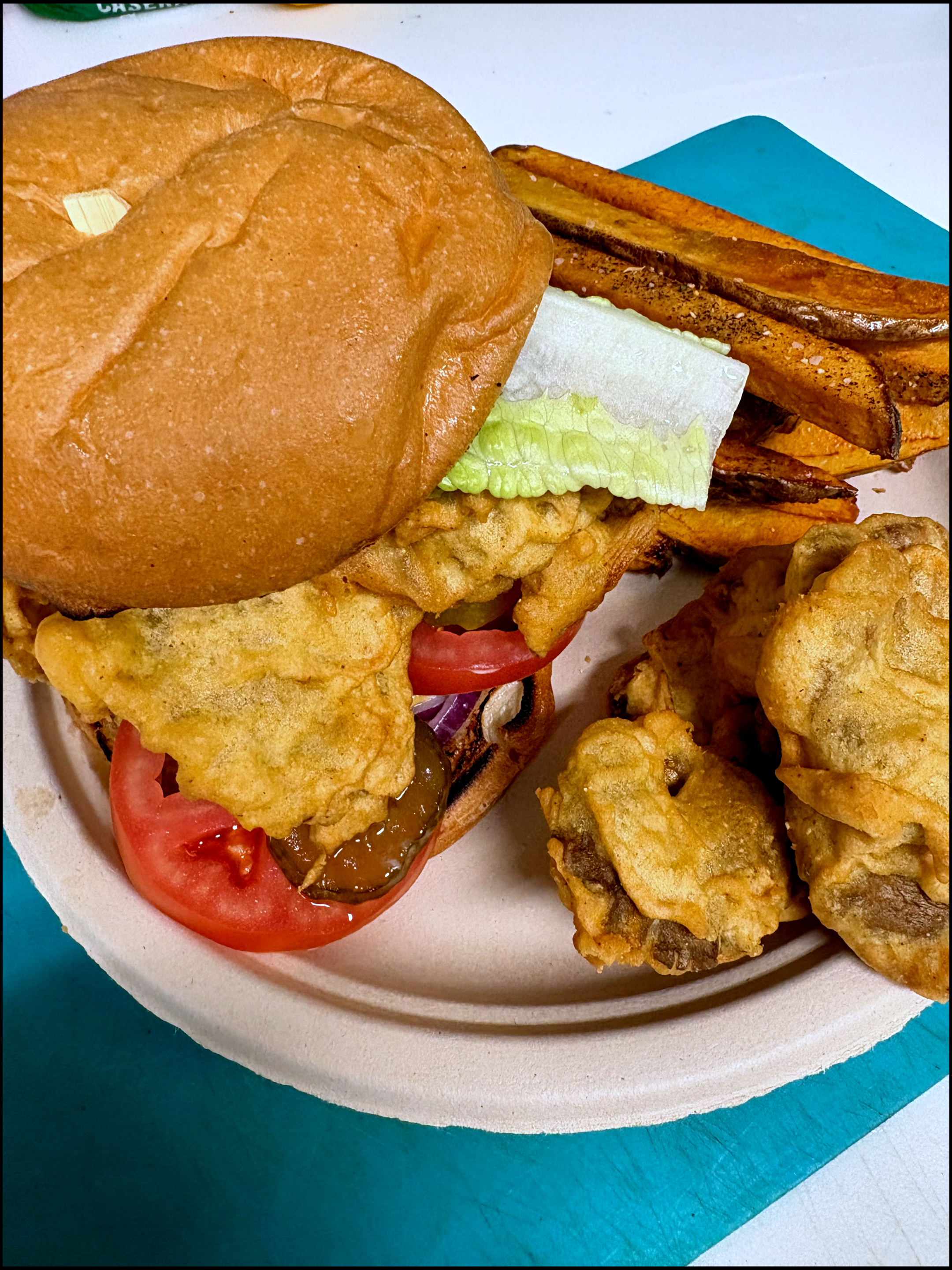 CoKiea’s Kitchen plant-based chick’n sandwich with sides